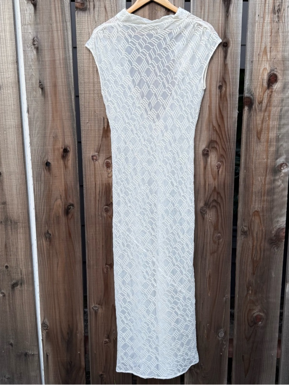 Zara NWT Maxi Dress Small White Lace Mesh Mock Neck Open Back Sleeveless